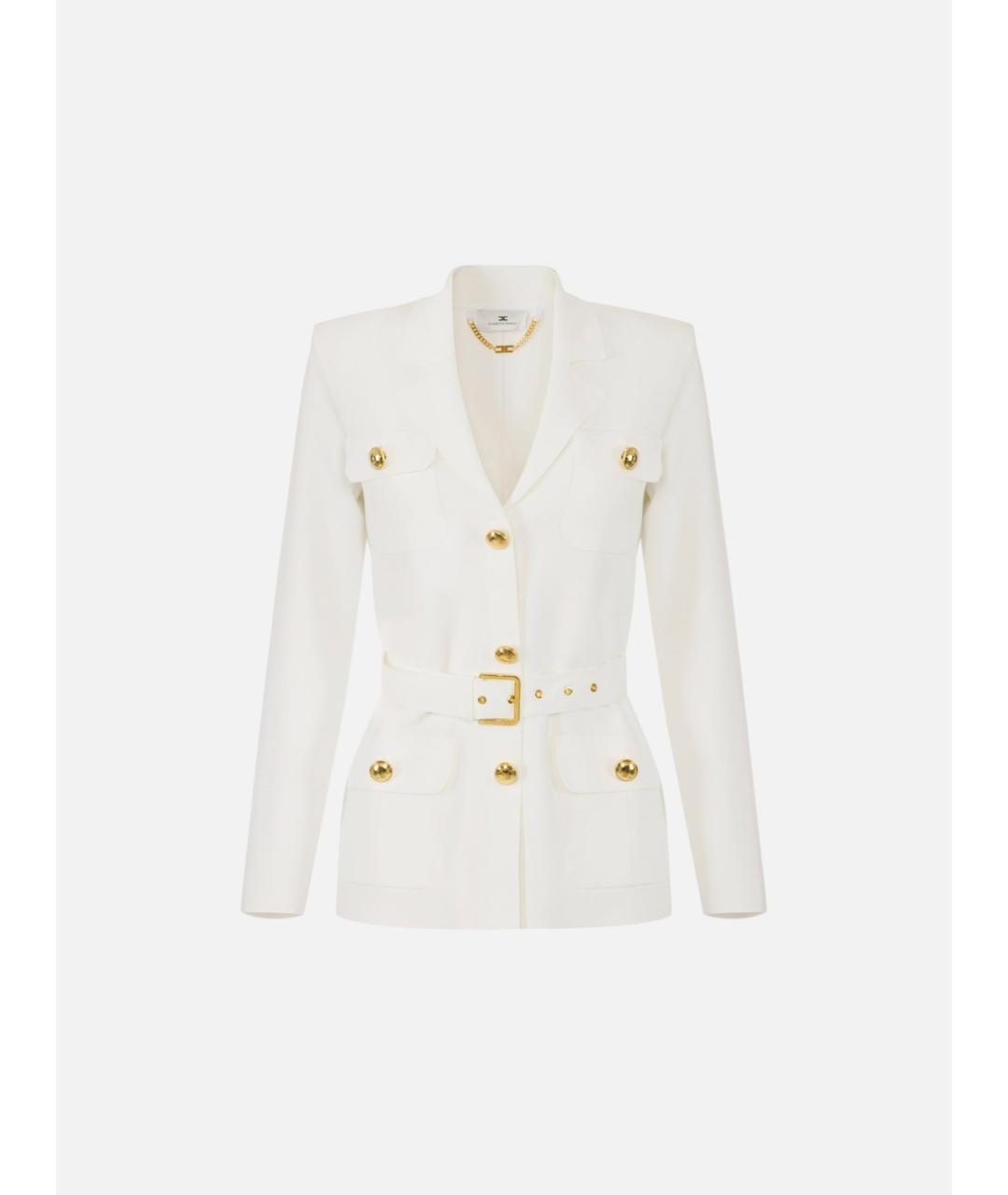 ELISABETTA FRANCHI Белый вискозный жакет/пиджак, фото 3