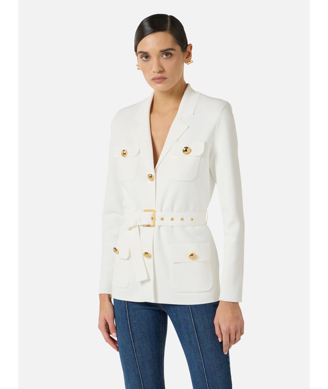 ELISABETTA FRANCHI Белый вискозный жакет/пиджак, фото 2
