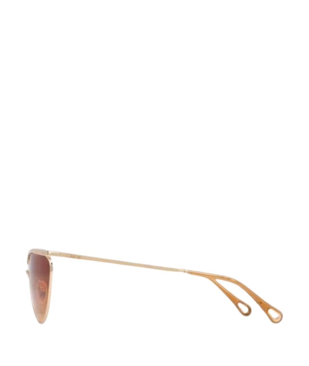 CHLOE Золотые металлические солнцезащитные очки, фото 3