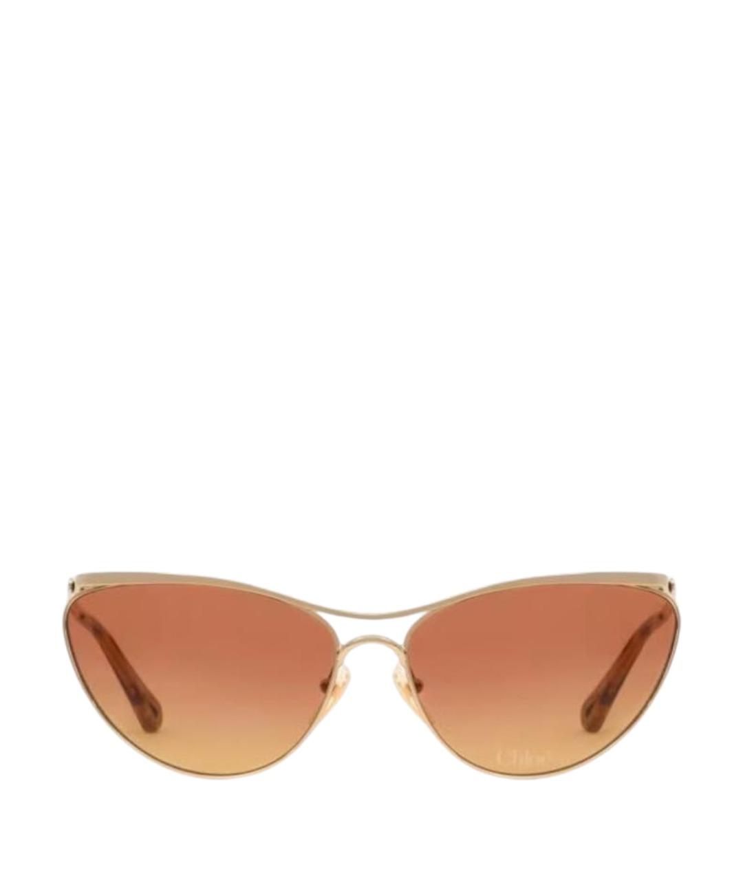 CHLOE Золотые металлические солнцезащитные очки, фото 1