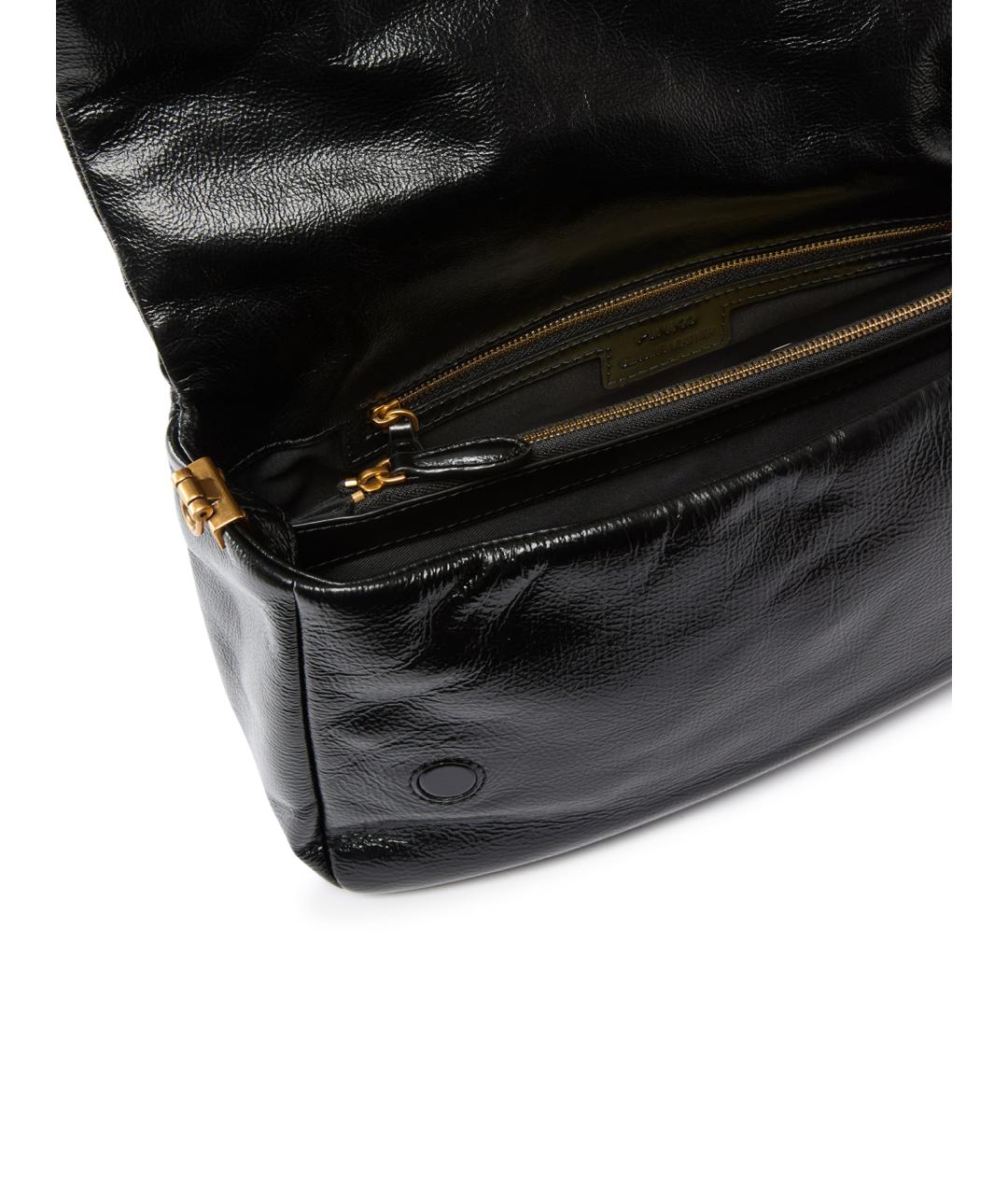 PINKO Черная кожаная сумка через плечо, фото 4