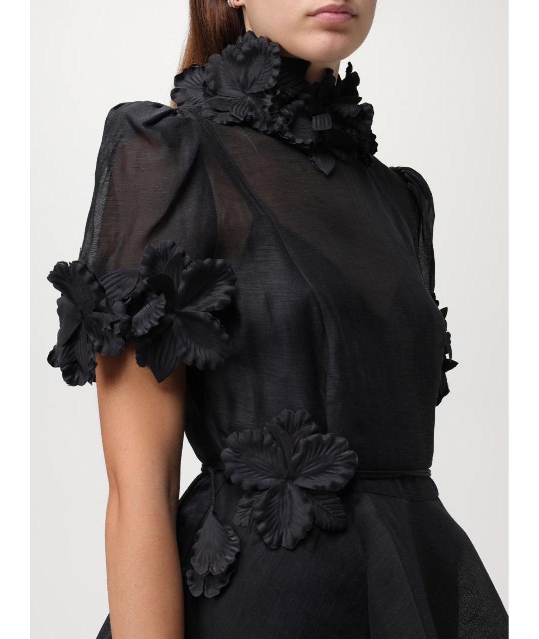 ZIMMERMANN Черное льняное коктейльное платье, фото 4