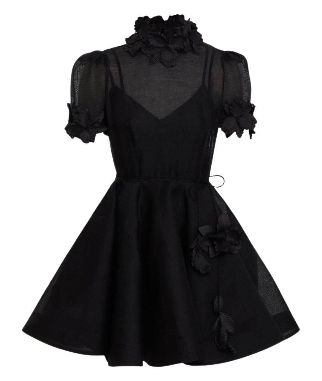 ZIMMERMANN Черное льняное коктейльное платье, фото 1