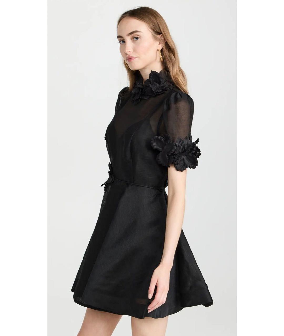 ZIMMERMANN Черное льняное коктейльное платье, фото 5