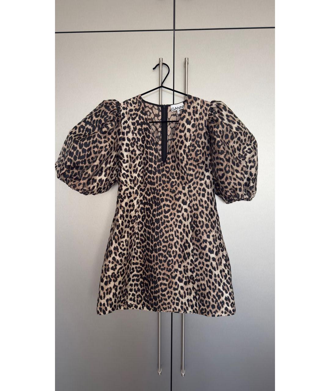 GANNI Коричневое коктейльное платье, фото 4