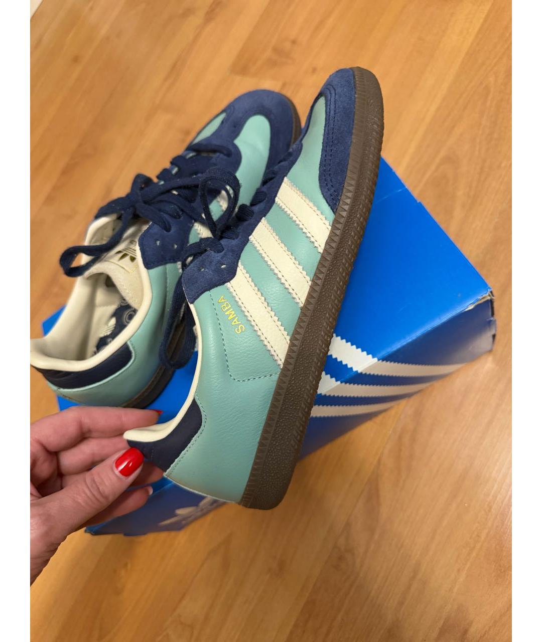 ADIDAS Бирюзовые кожаные кроссовки, фото 2