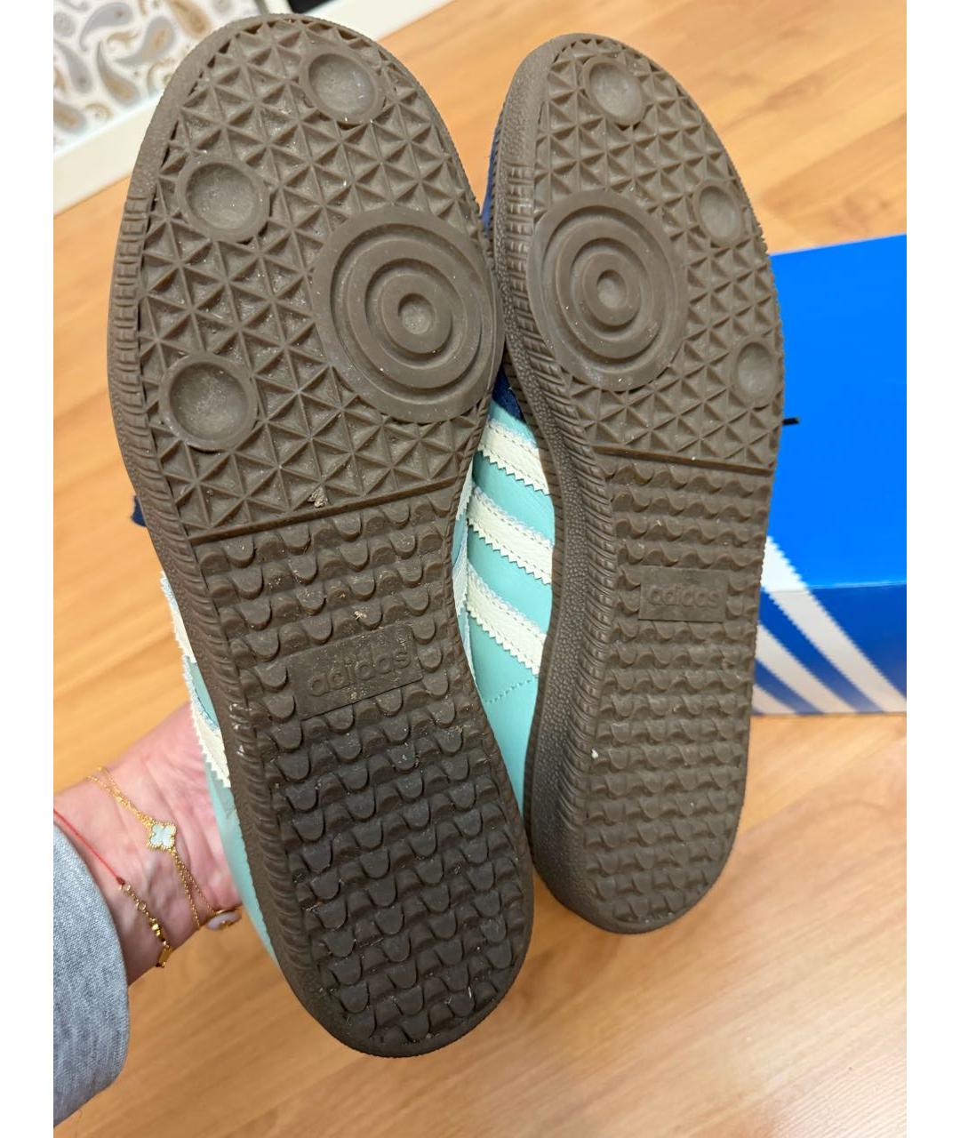 ADIDAS Бирюзовые кожаные кроссовки, фото 5