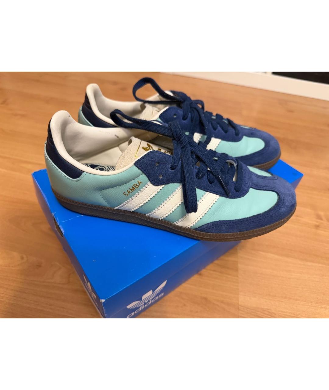 ADIDAS Бирюзовые кожаные кроссовки, фото 4