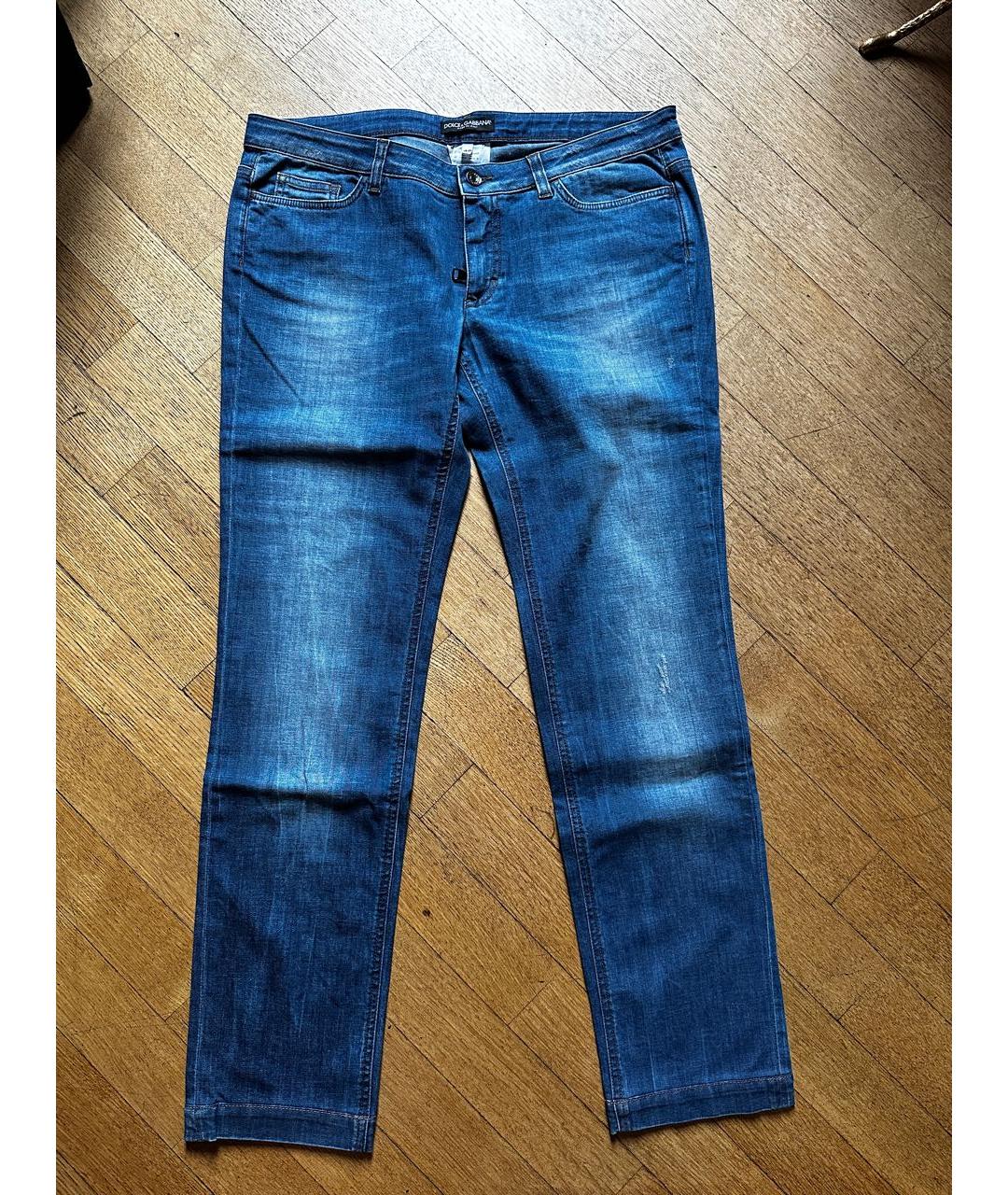 DOLCE&GABBANA Синие хлопковые прямые джинсы, фото 7