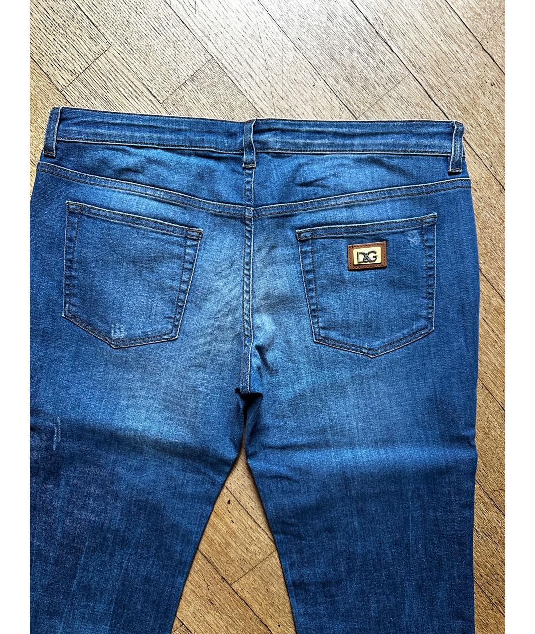 DOLCE&GABBANA Синие хлопковые прямые джинсы, фото 3