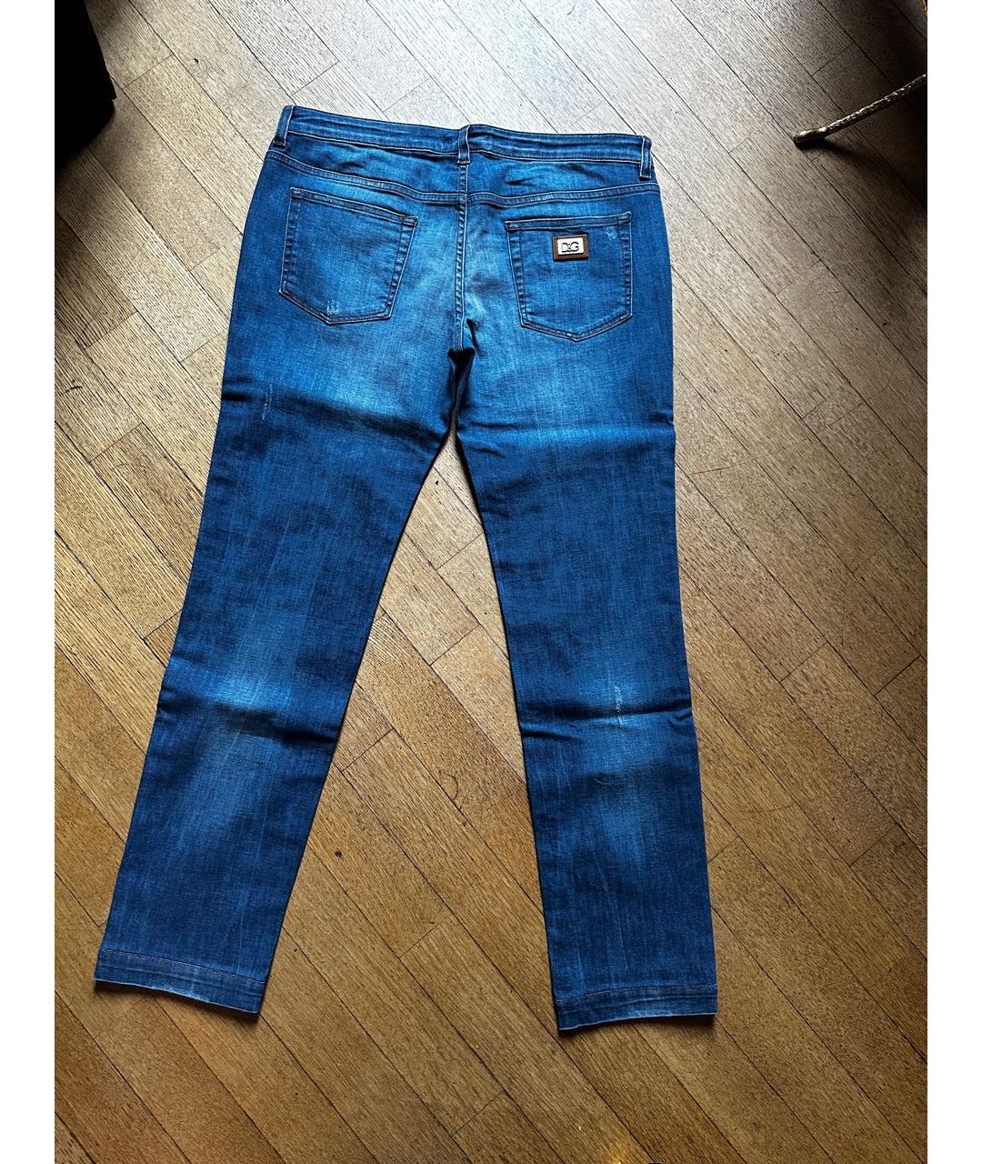 DOLCE&GABBANA Синие хлопковые прямые джинсы, фото 2