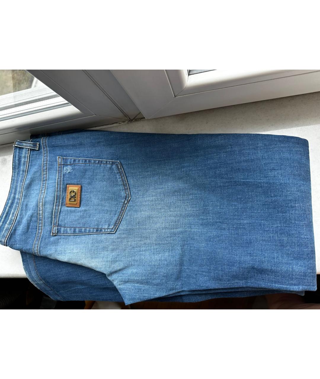 DOLCE&GABBANA Синие хлопковые прямые джинсы, фото 4