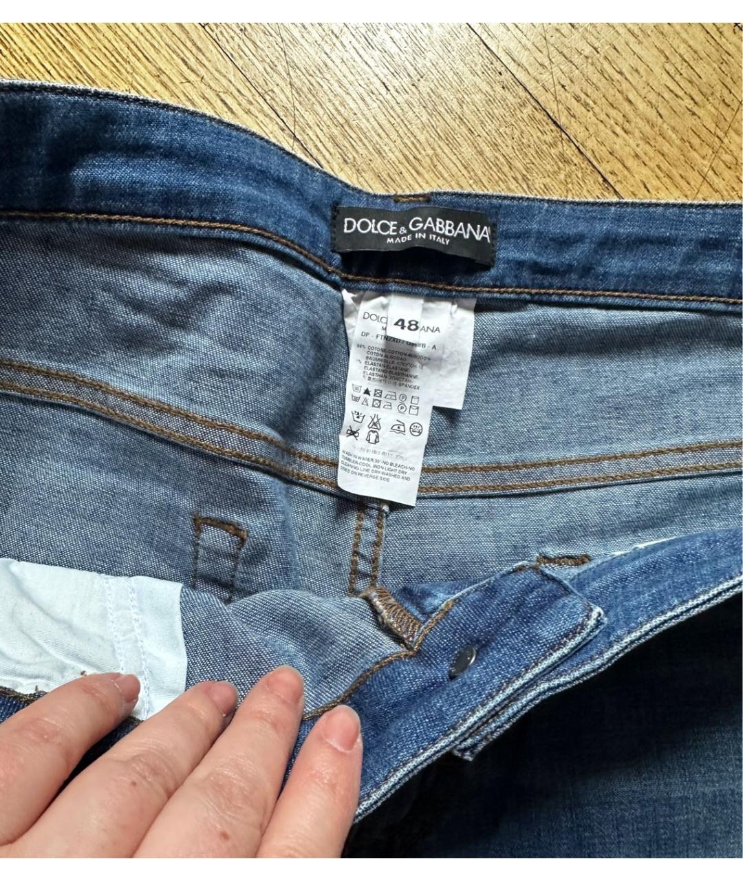 DOLCE&GABBANA Синие хлопковые прямые джинсы, фото 5