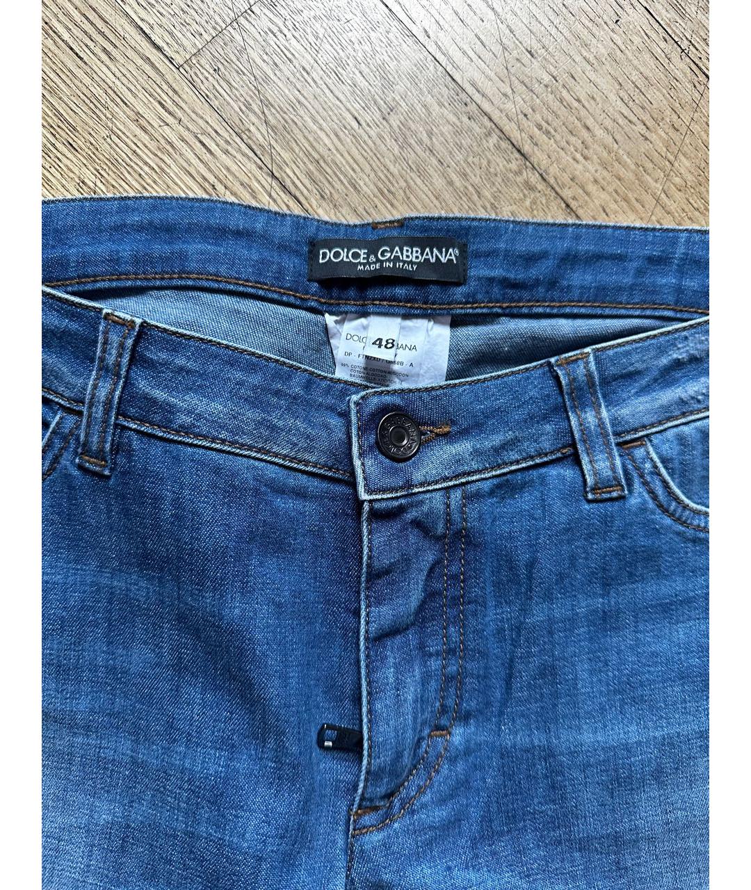 DOLCE&GABBANA Синие хлопковые прямые джинсы, фото 6