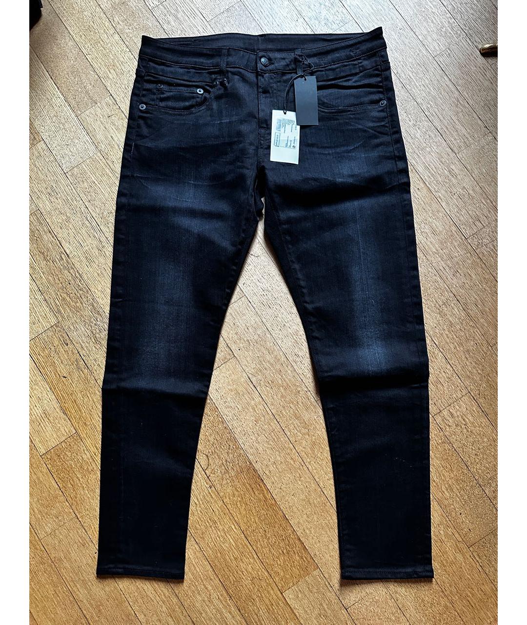 R13 Черные хлопковые джинсы слим, фото 5