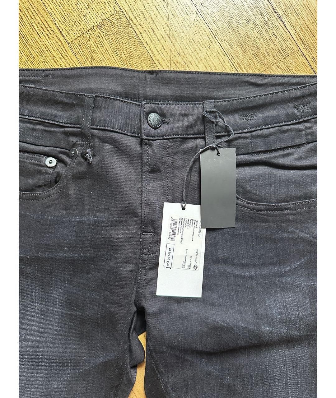 R13 Черные хлопковые джинсы слим, фото 3