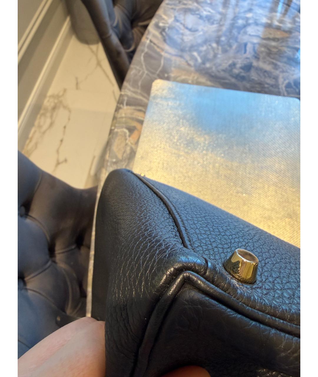 HERMES Черная кожаная сумка с короткими ручками, фото 7