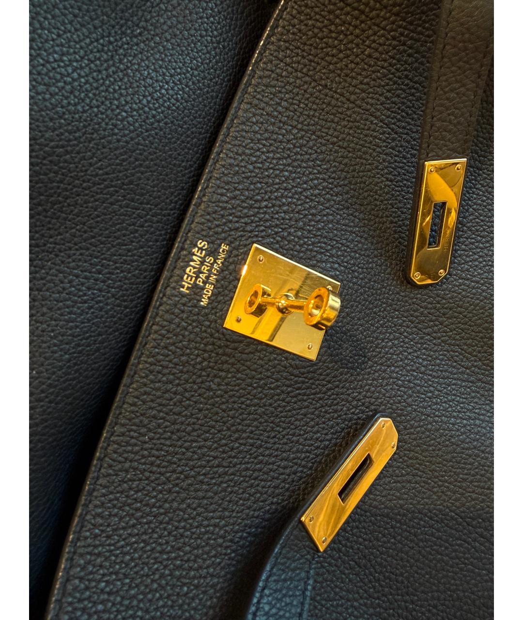 HERMES Черная кожаная сумка с короткими ручками, фото 6