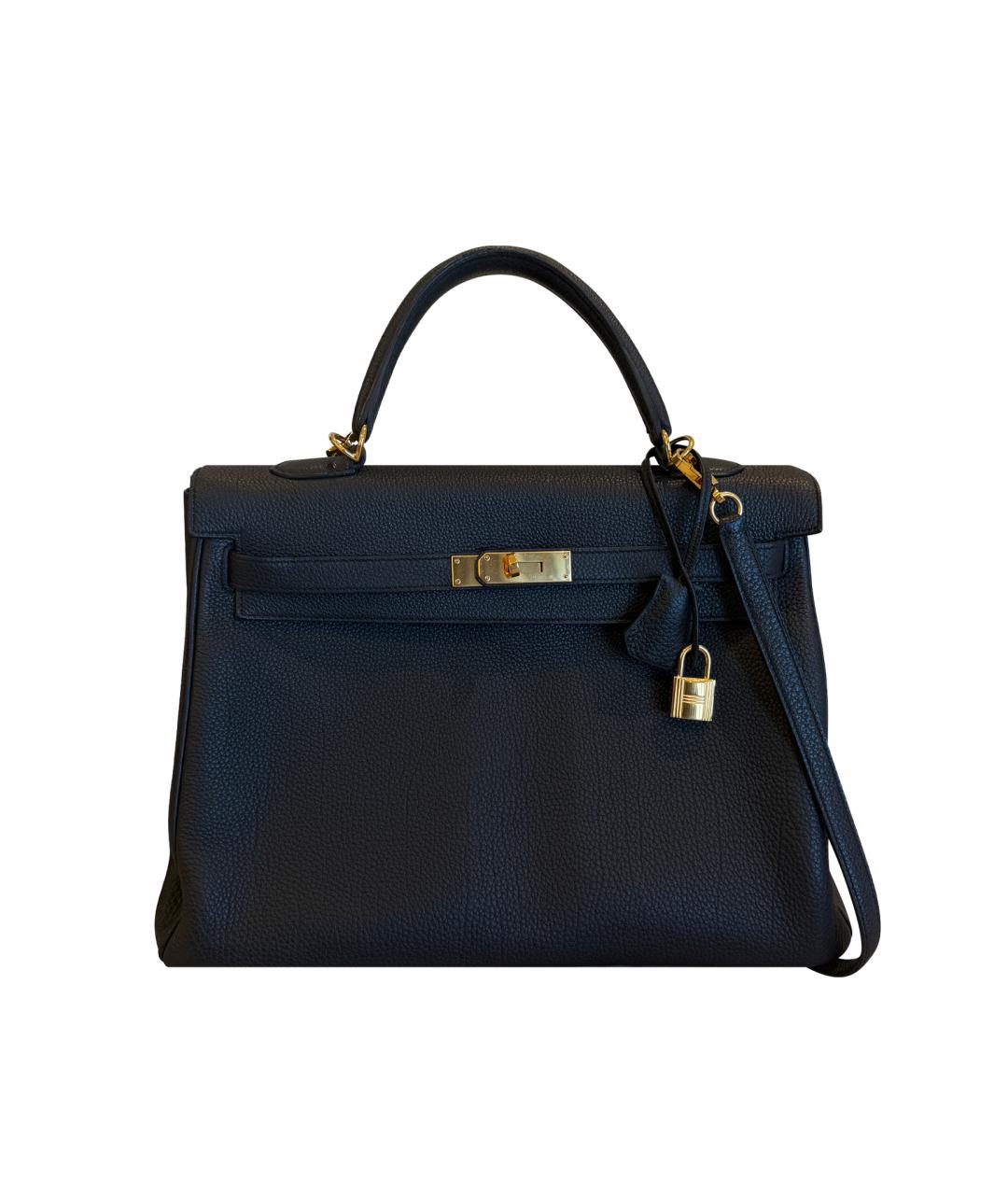 HERMES Черная кожаная сумка с короткими ручками, фото 8