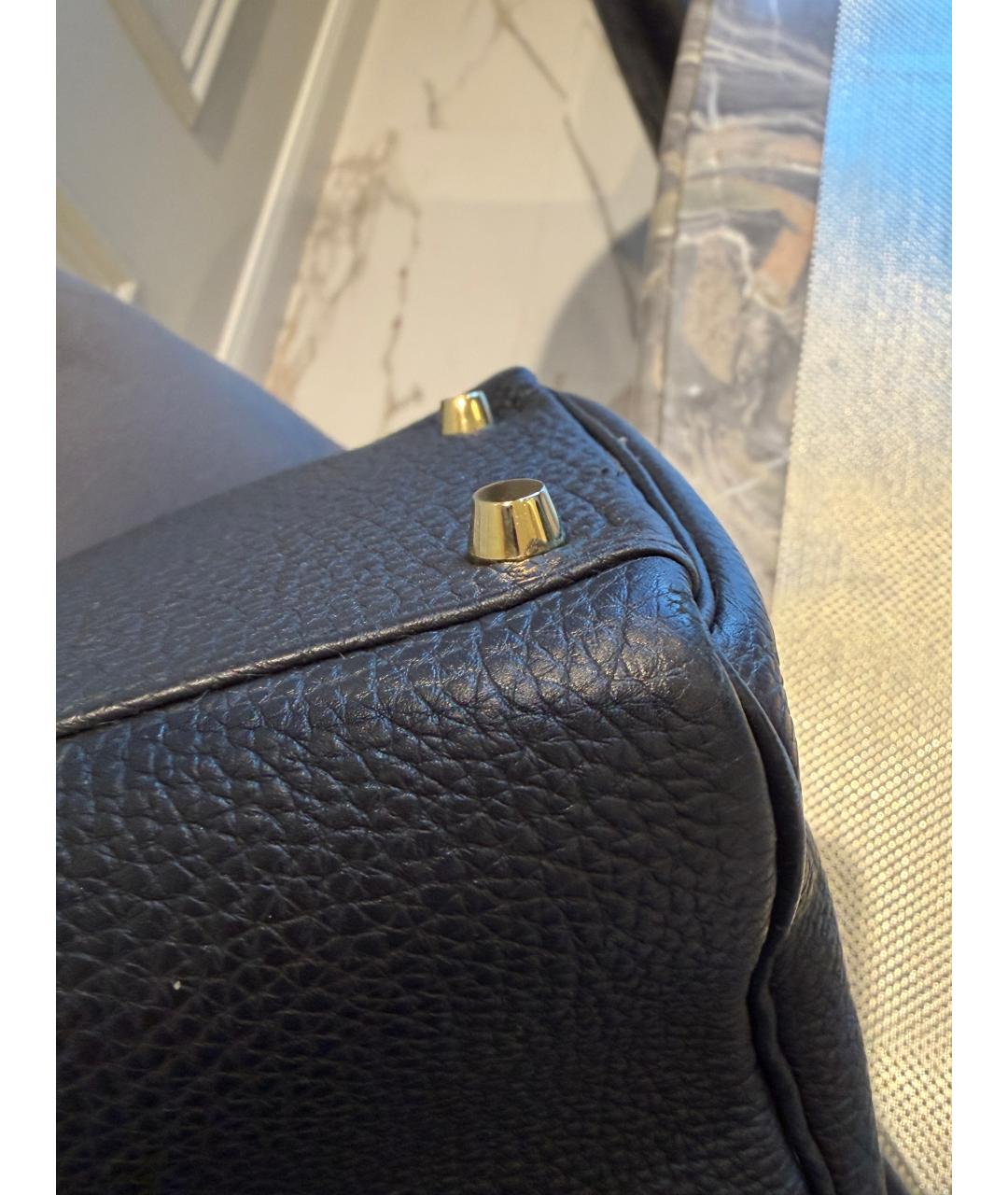 HERMES Черная кожаная сумка с короткими ручками, фото 5