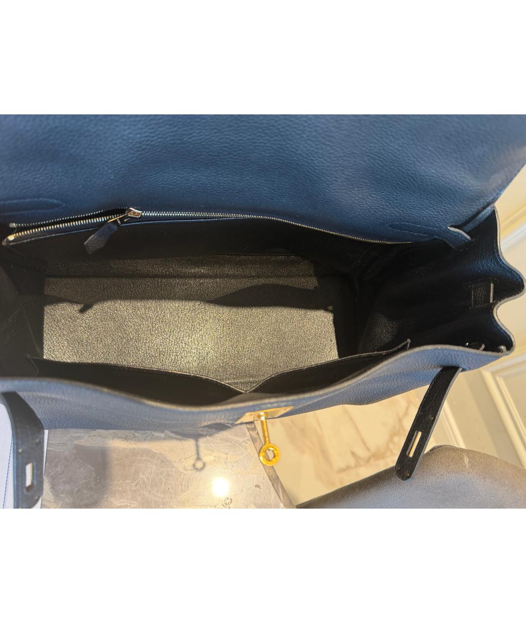 HERMES Черная кожаная сумка с короткими ручками, фото 4