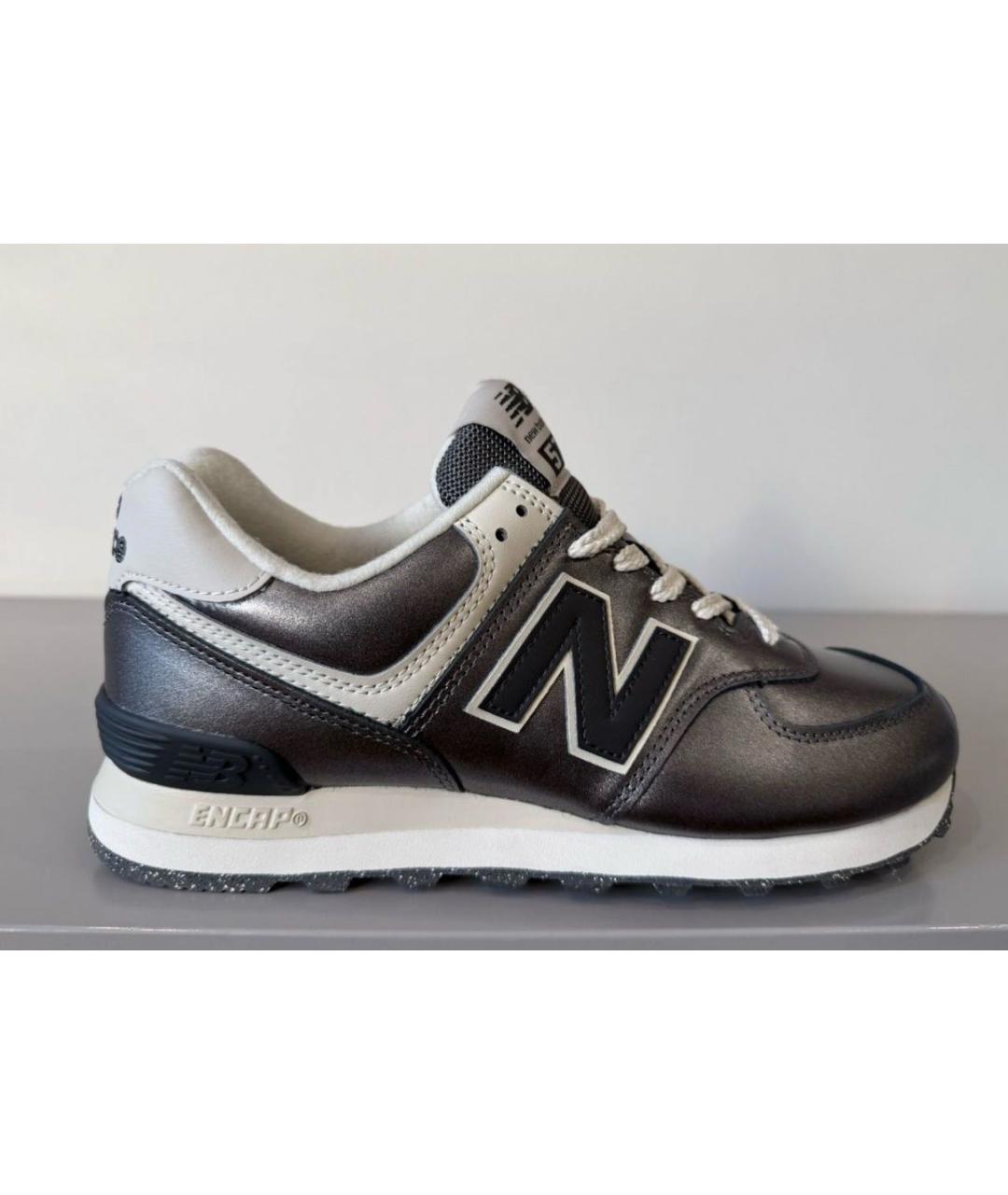 NEW BALANCE Серебряные кожаные кроссовки, фото 5