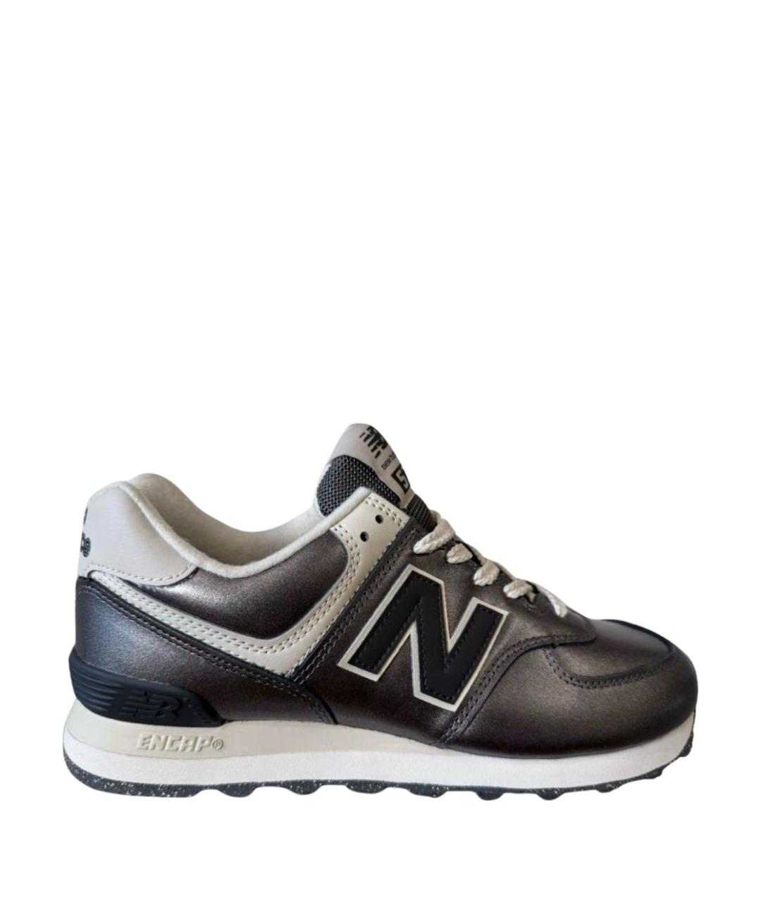 NEW BALANCE Серебряные кожаные кроссовки, фото 1