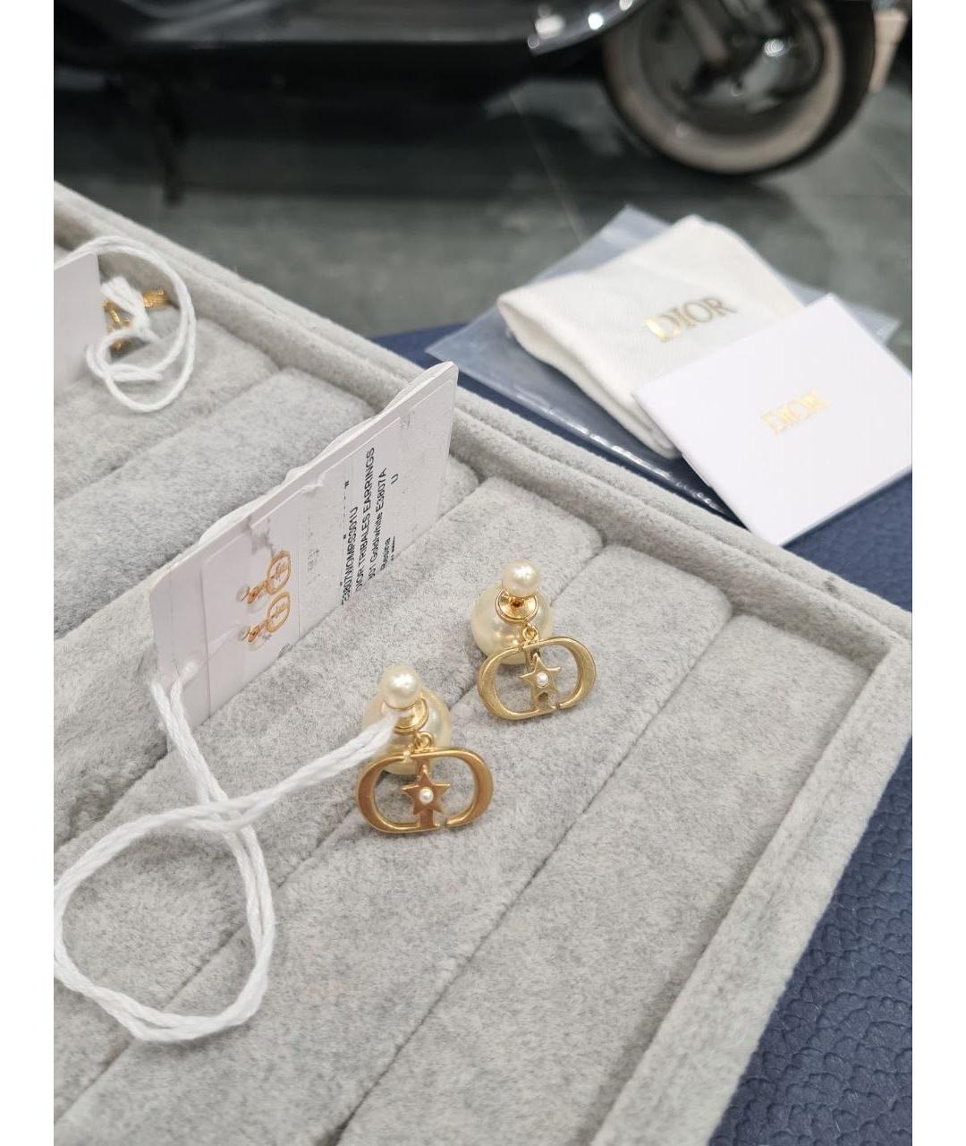 CHRISTIAN DIOR Золотые металлические серьги, фото 2
