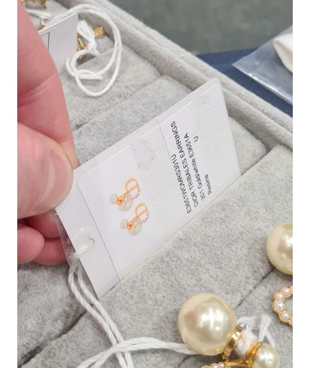 CHRISTIAN DIOR Золотые металлические серьги, фото 3