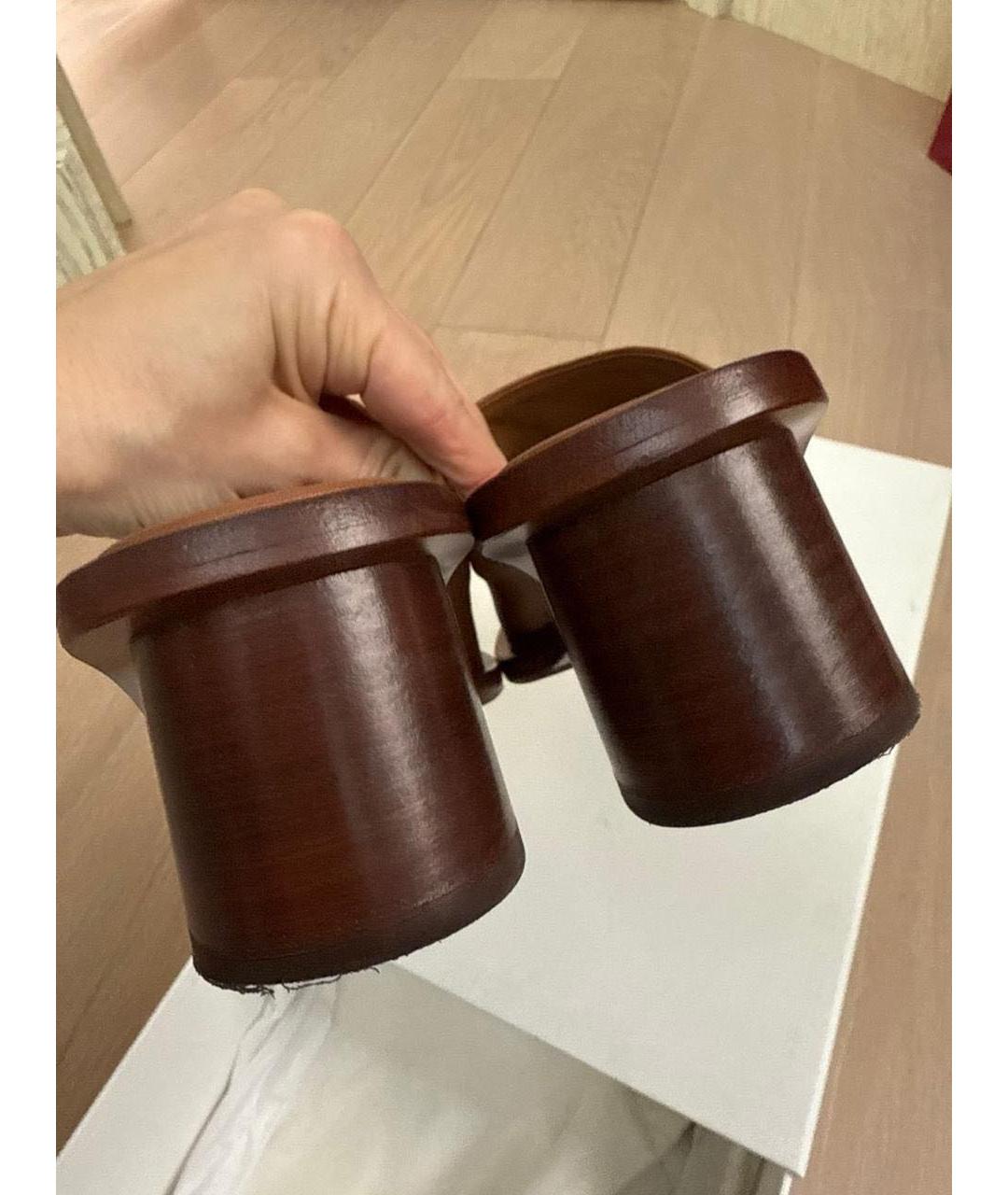 THE ROW Коричневые кожаные мюли, фото 3