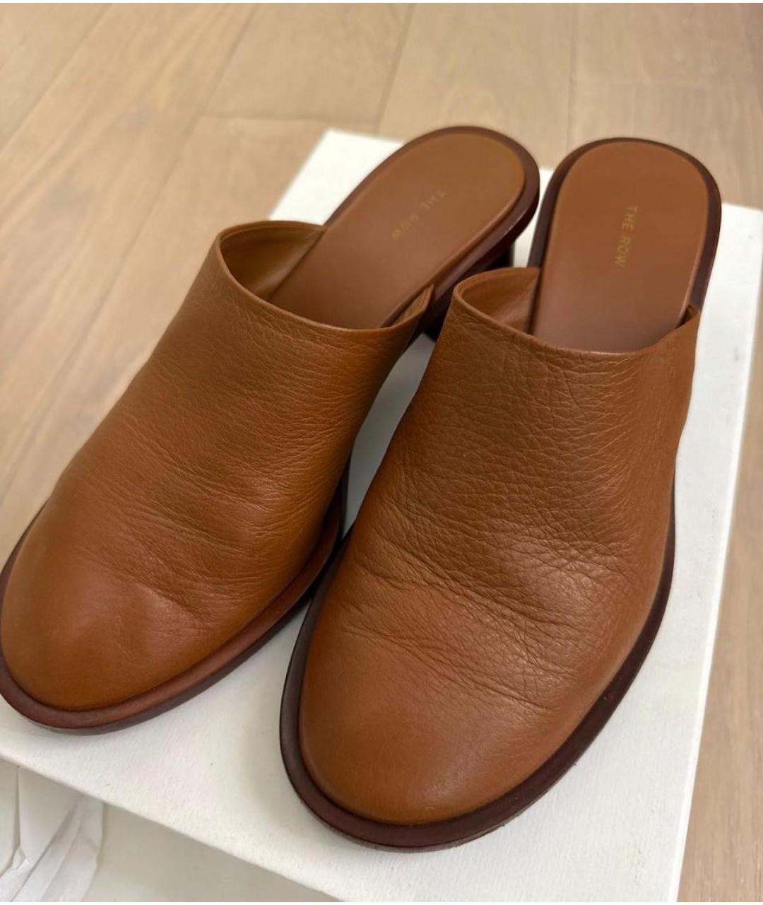 THE ROW Коричневые кожаные мюли, фото 2