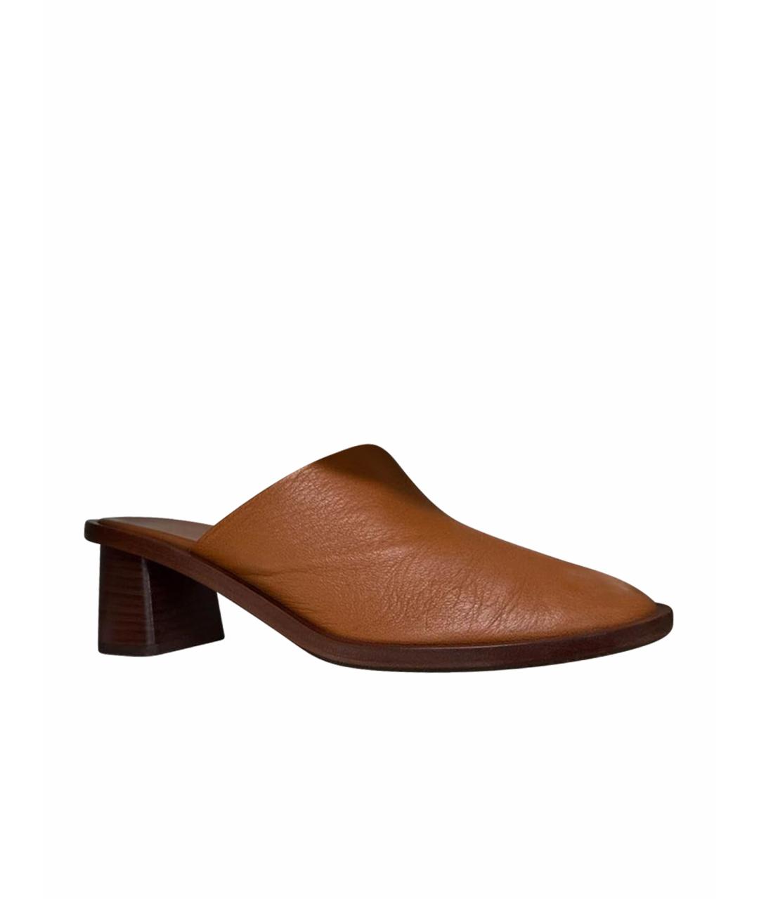 THE ROW Коричневые кожаные мюли, фото 1