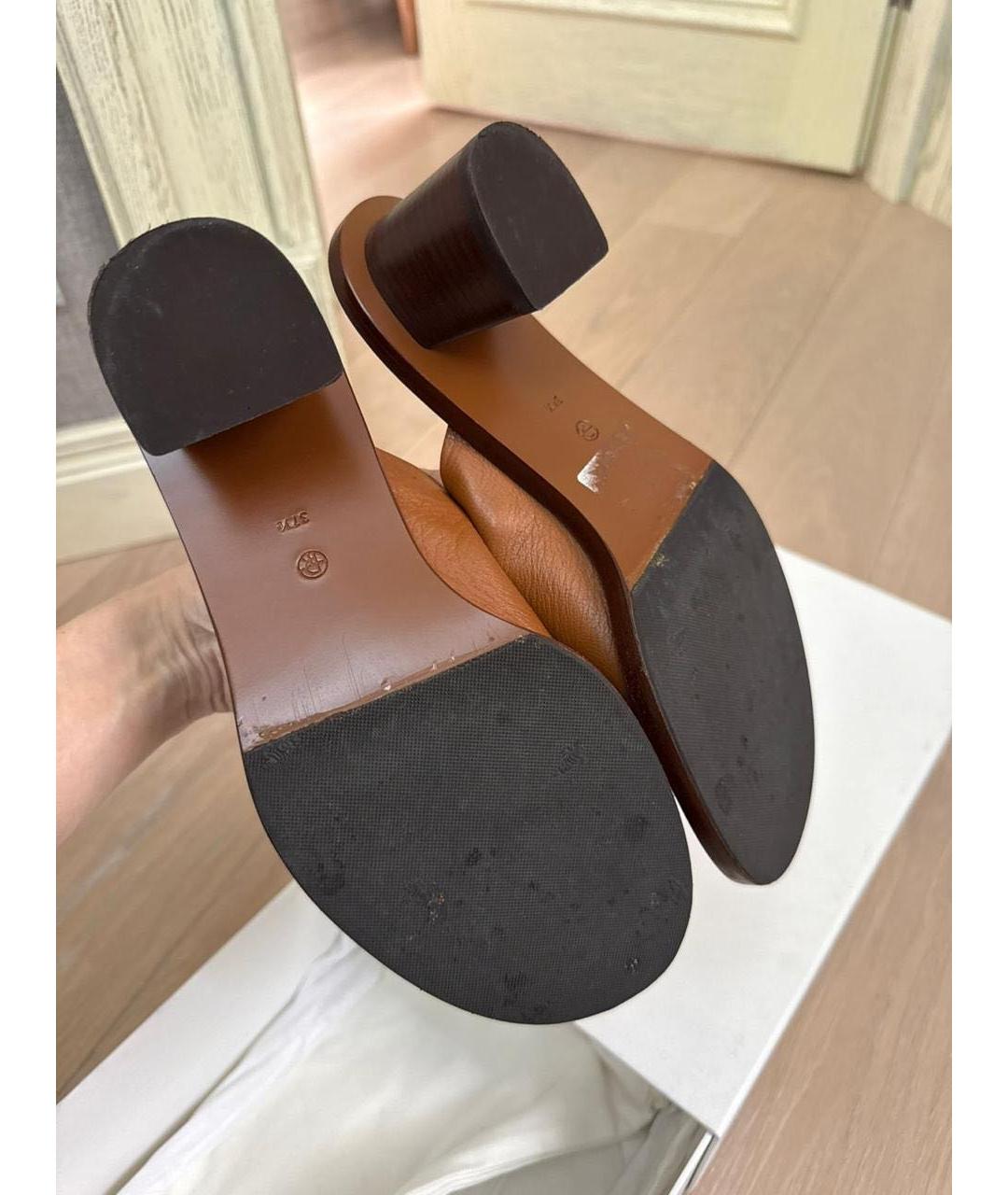 THE ROW Коричневые кожаные мюли, фото 4