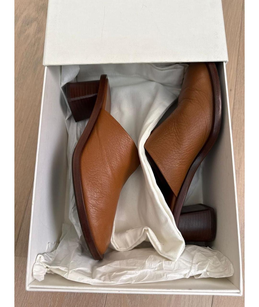 THE ROW Коричневые кожаные мюли, фото 5