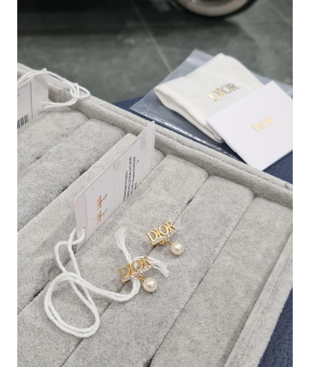 CHRISTIAN DIOR Золотые металлические серьги, фото 3