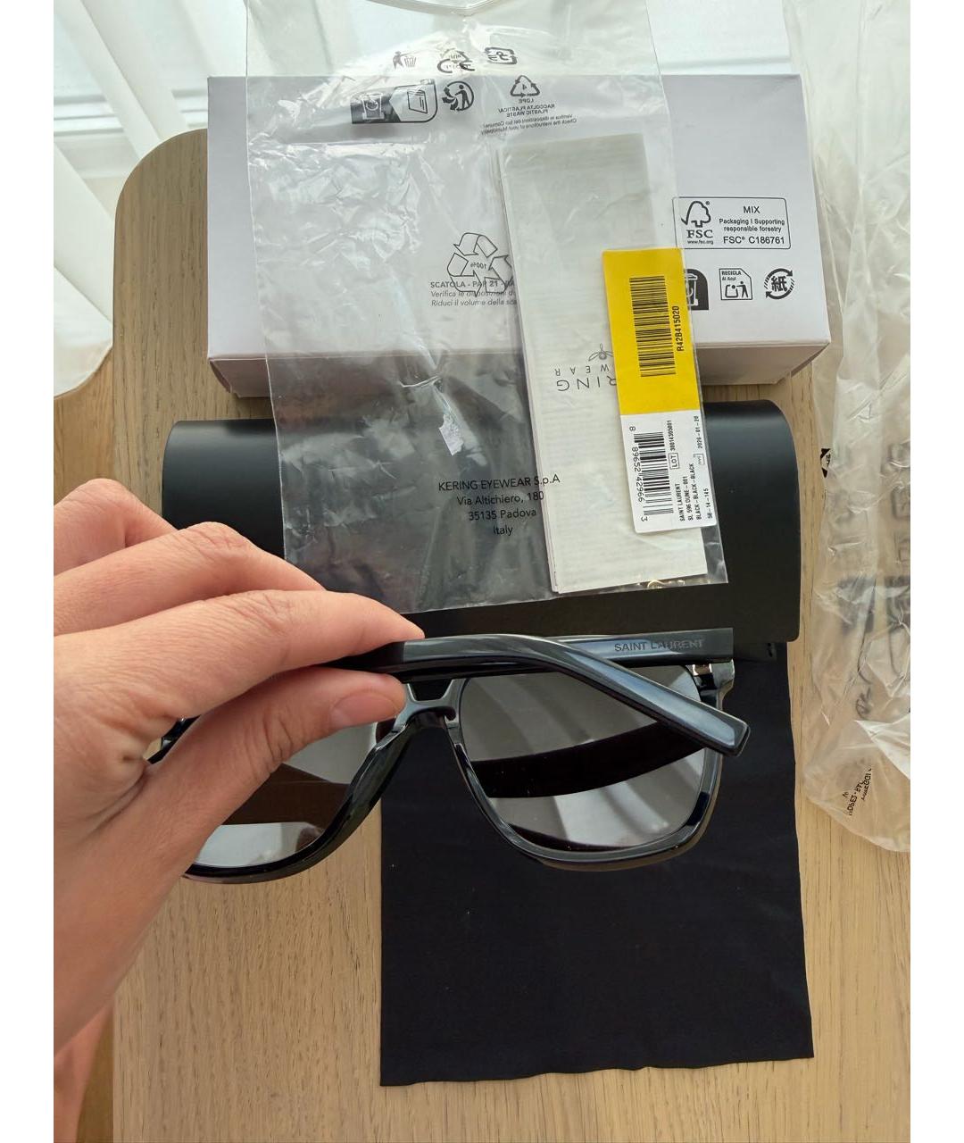 SAINT LAURENT Черные пластиковые солнцезащитные очки, фото 5