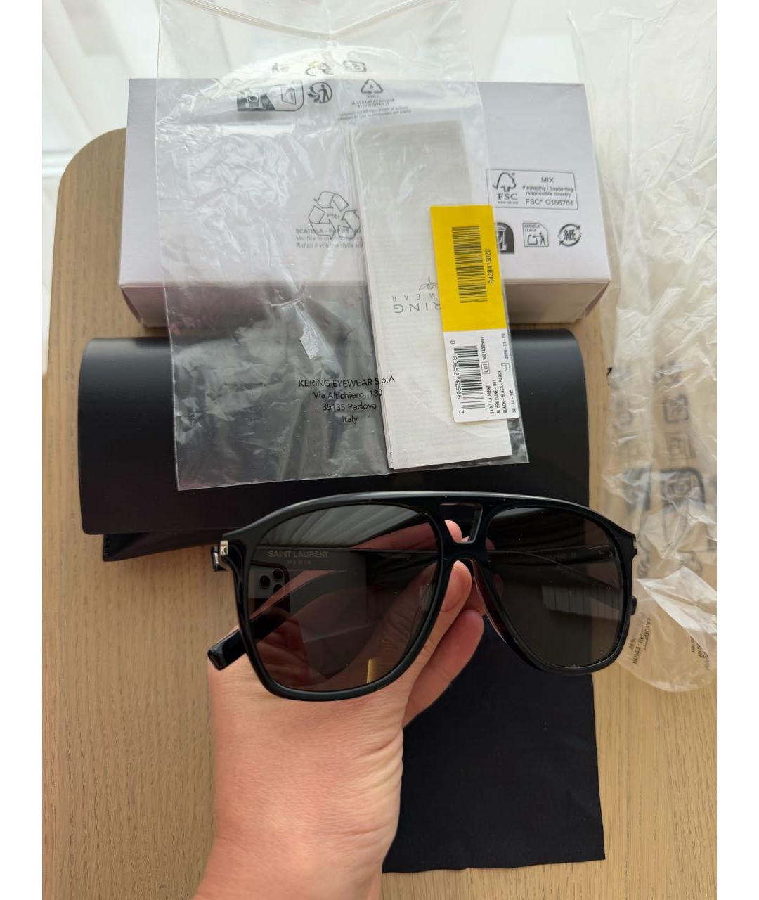 SAINT LAURENT Черные пластиковые солнцезащитные очки, фото 4