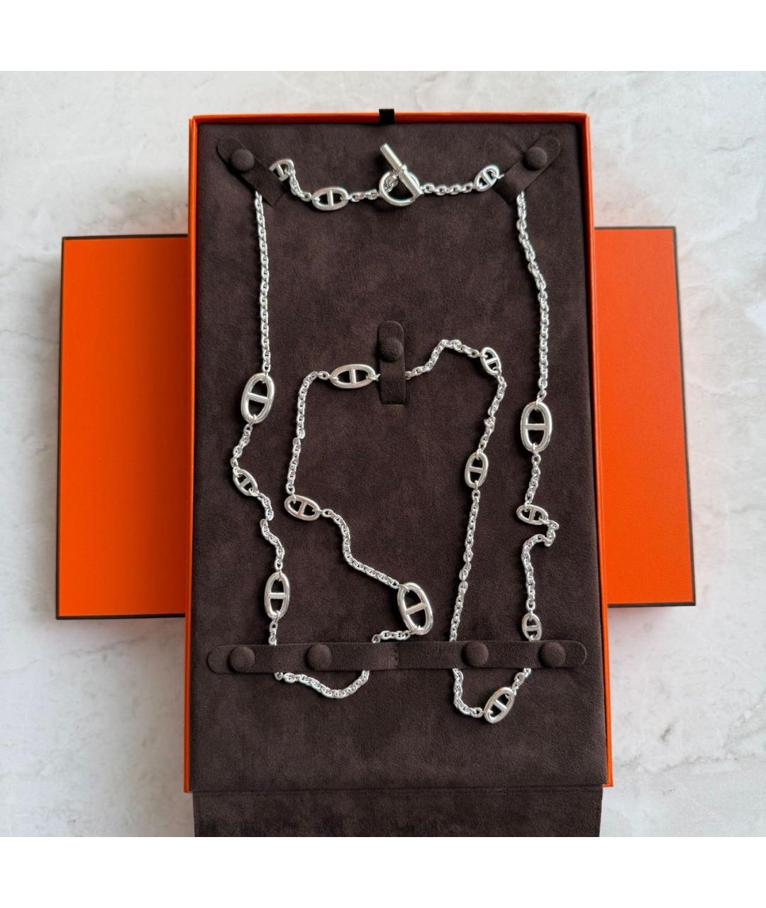 HERMES Серебряное серебряное колье, фото 5