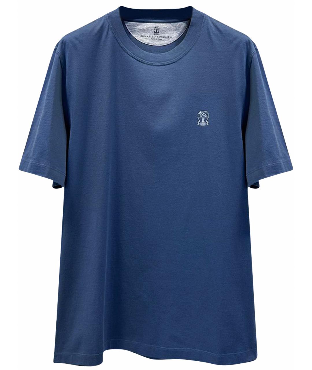 BRUNELLO CUCINELLI Синяя хлопковая футболка, фото 1