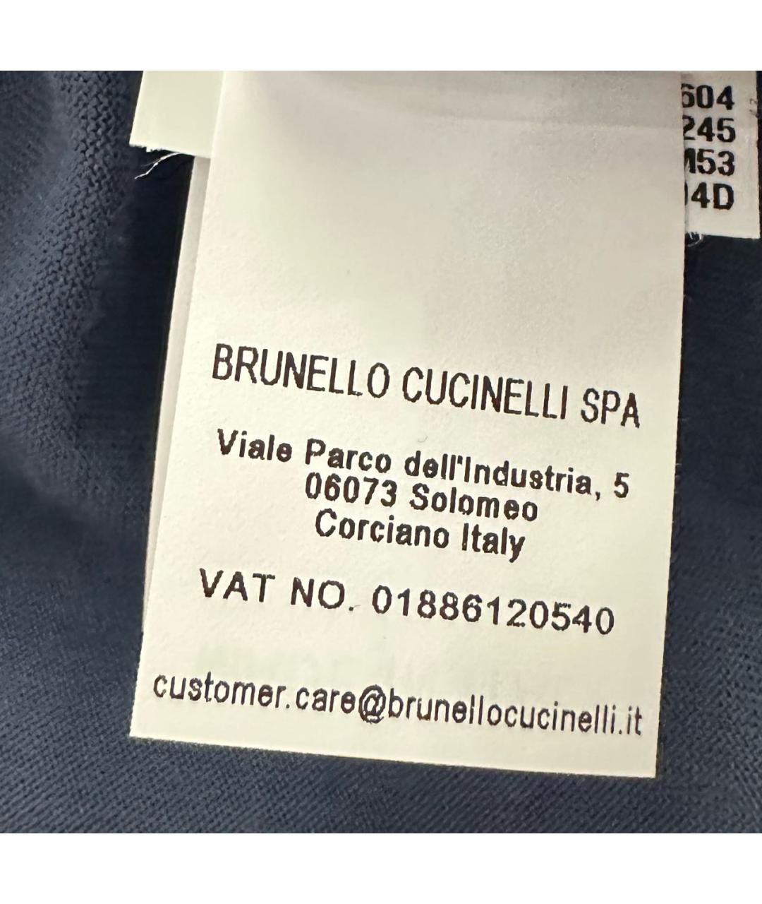 BRUNELLO CUCINELLI Синяя хлопковая футболка, фото 7