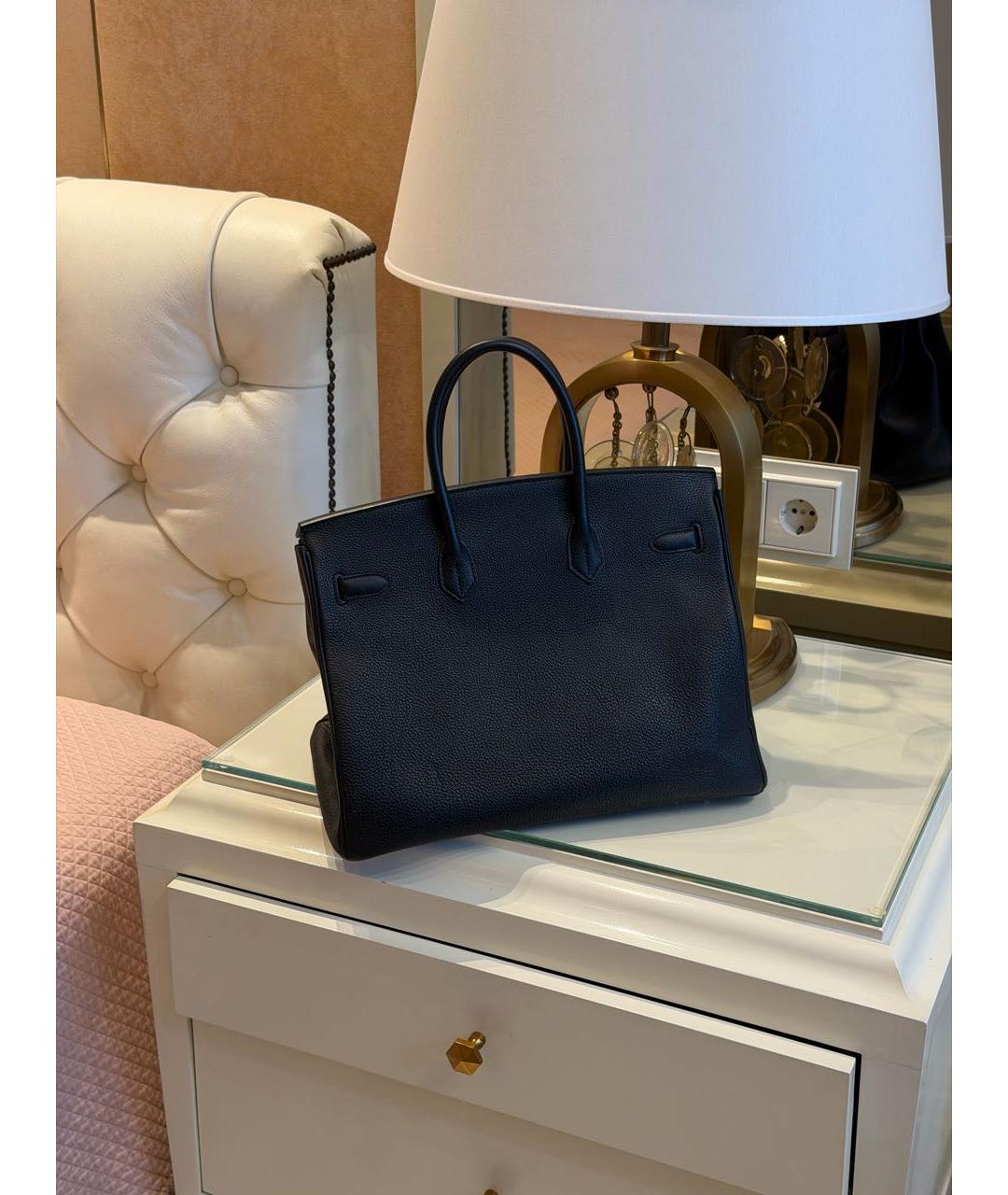 HERMES Черная кожаная сумка с короткими ручками, фото 3