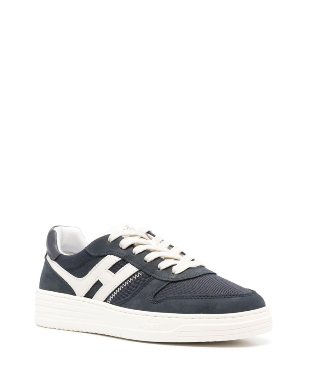 HOGAN Синие кожаные низкие кроссовки / кеды, фото 2