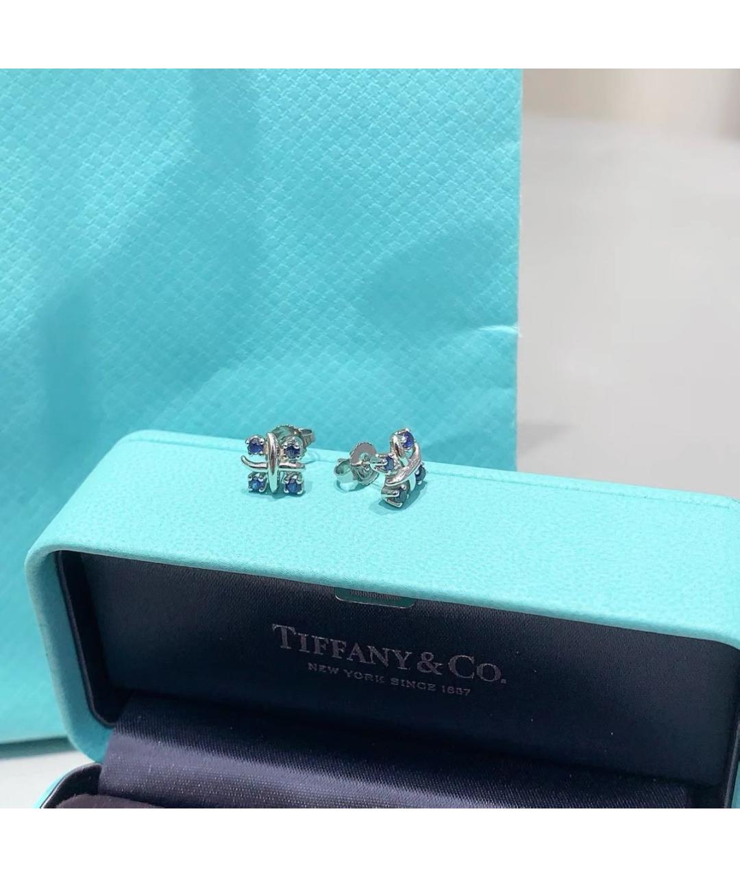 TIFFANY&CO Белые платиновые серьги, фото 5