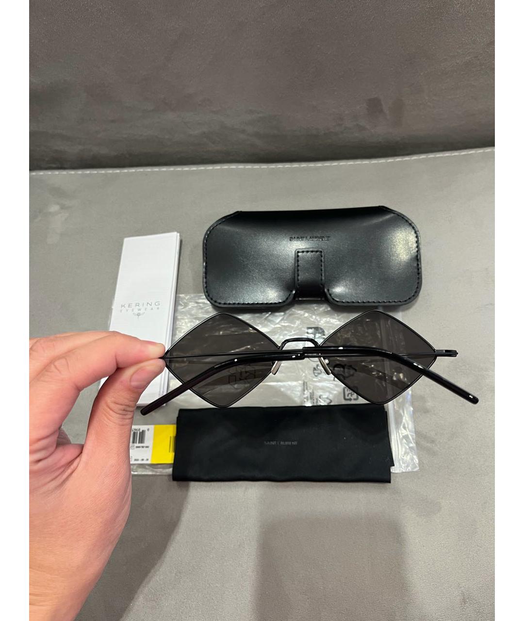 SAINT LAURENT Черные металлические солнцезащитные очки, фото 5