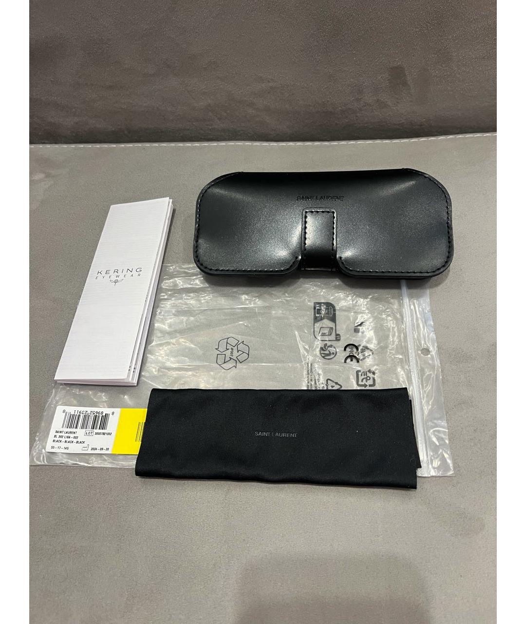 SAINT LAURENT Черные металлические солнцезащитные очки, фото 7