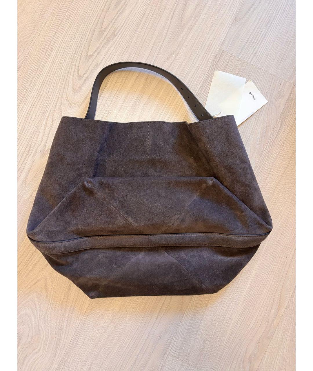 TOTEME Серая замшевая сумка тоут, фото 3