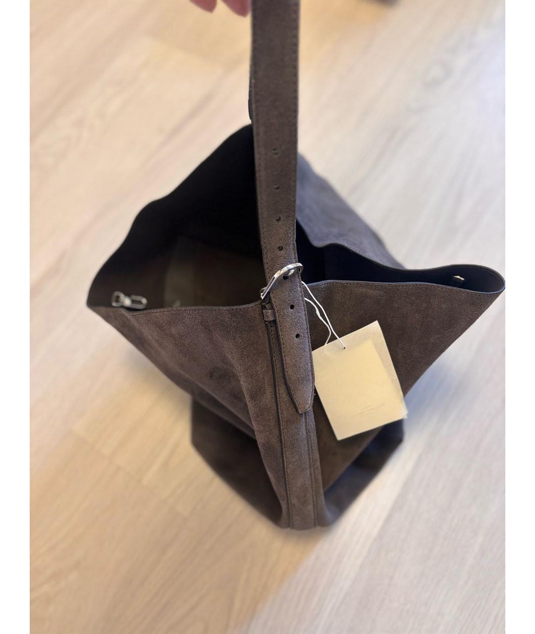 TOTEME Серая замшевая сумка тоут, фото 2