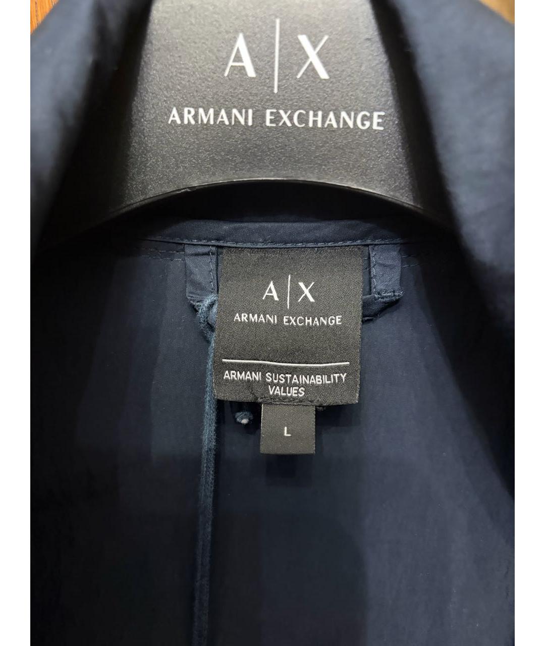 ARMANI EXCHANGE Темно-синий полиэстеровый тренч/плащ, фото 3