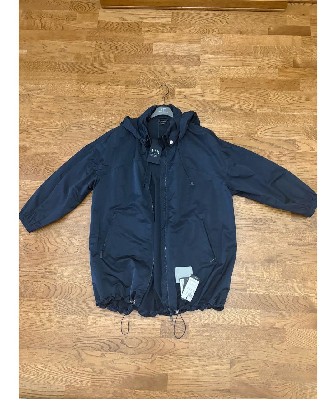 ARMANI EXCHANGE Темно-синий полиэстеровый тренч/плащ, фото 9