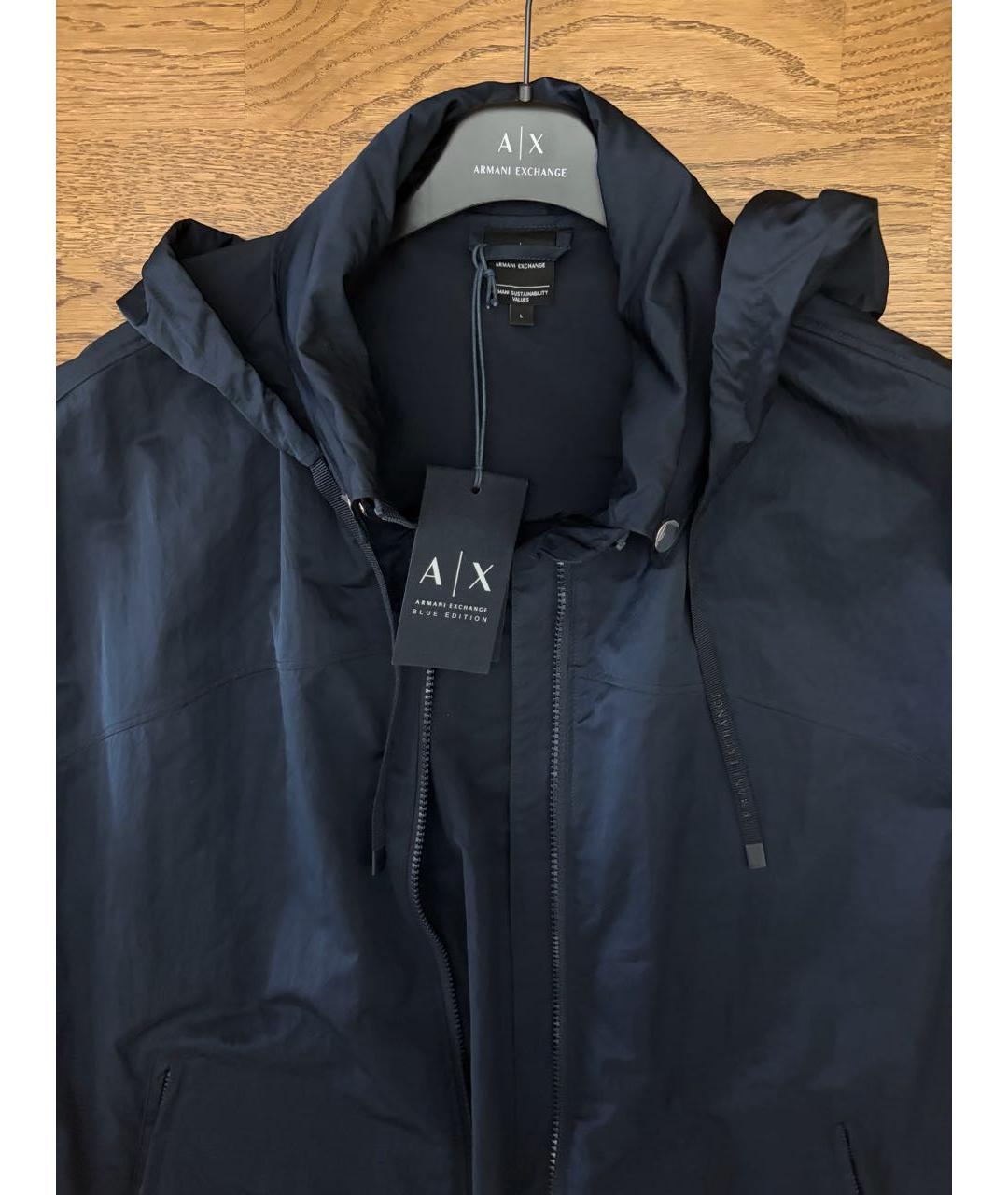 ARMANI EXCHANGE Темно-синий полиэстеровый тренч/плащ, фото 4